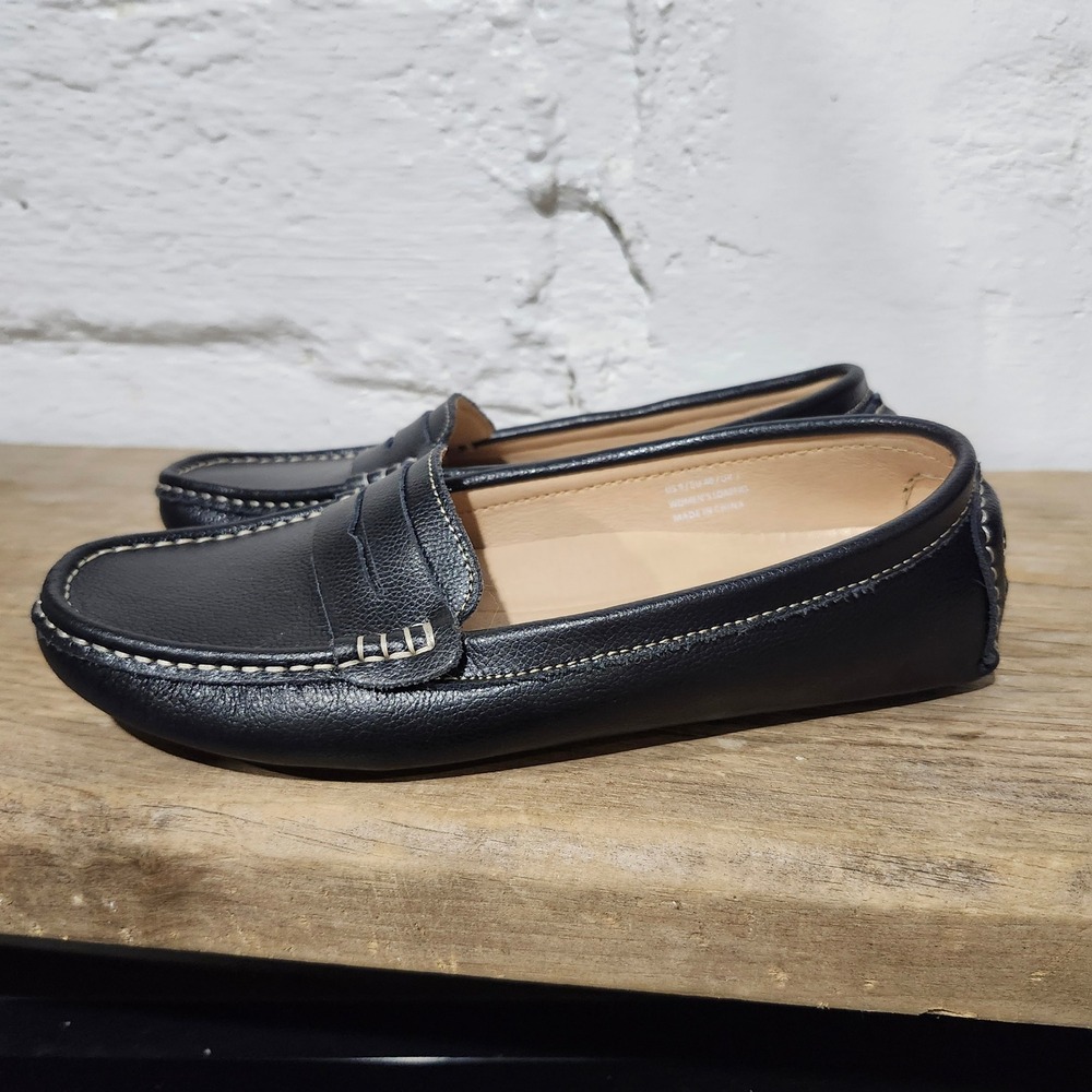 Artisure Womens Black Leather Driving Loafers Penny Slip On Shoe Size 9 US 40 EU